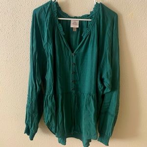 Knox Rose Teal Green Peplum Top Size XXL